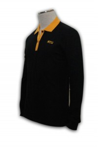 P154 長袖polo恤訂做　撞色胸筒 長袖polo恤訂製　長袖polo恤印製